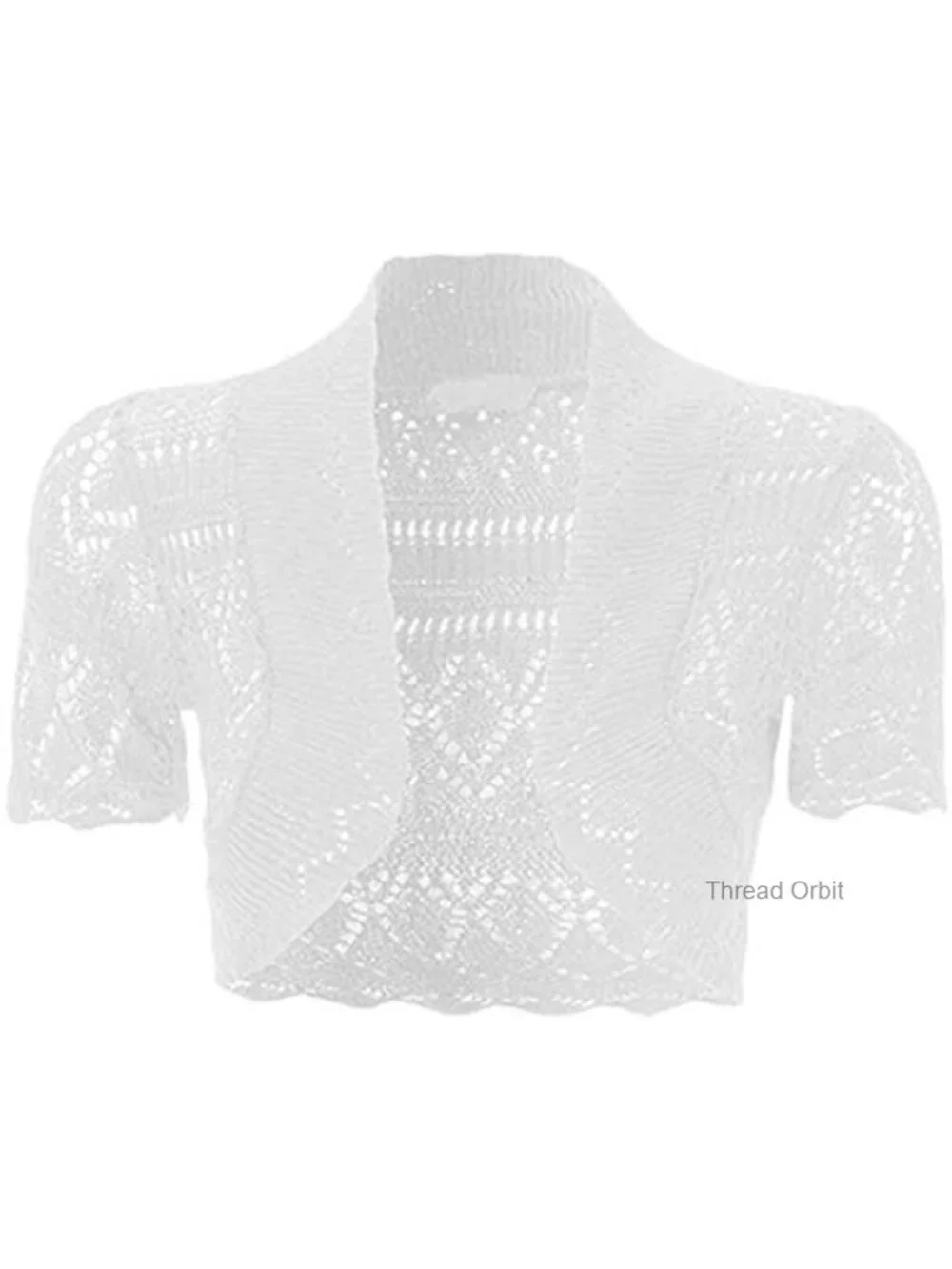 Girls Short Sleeve Crochet Knitted Bolero Shrug Cardigan